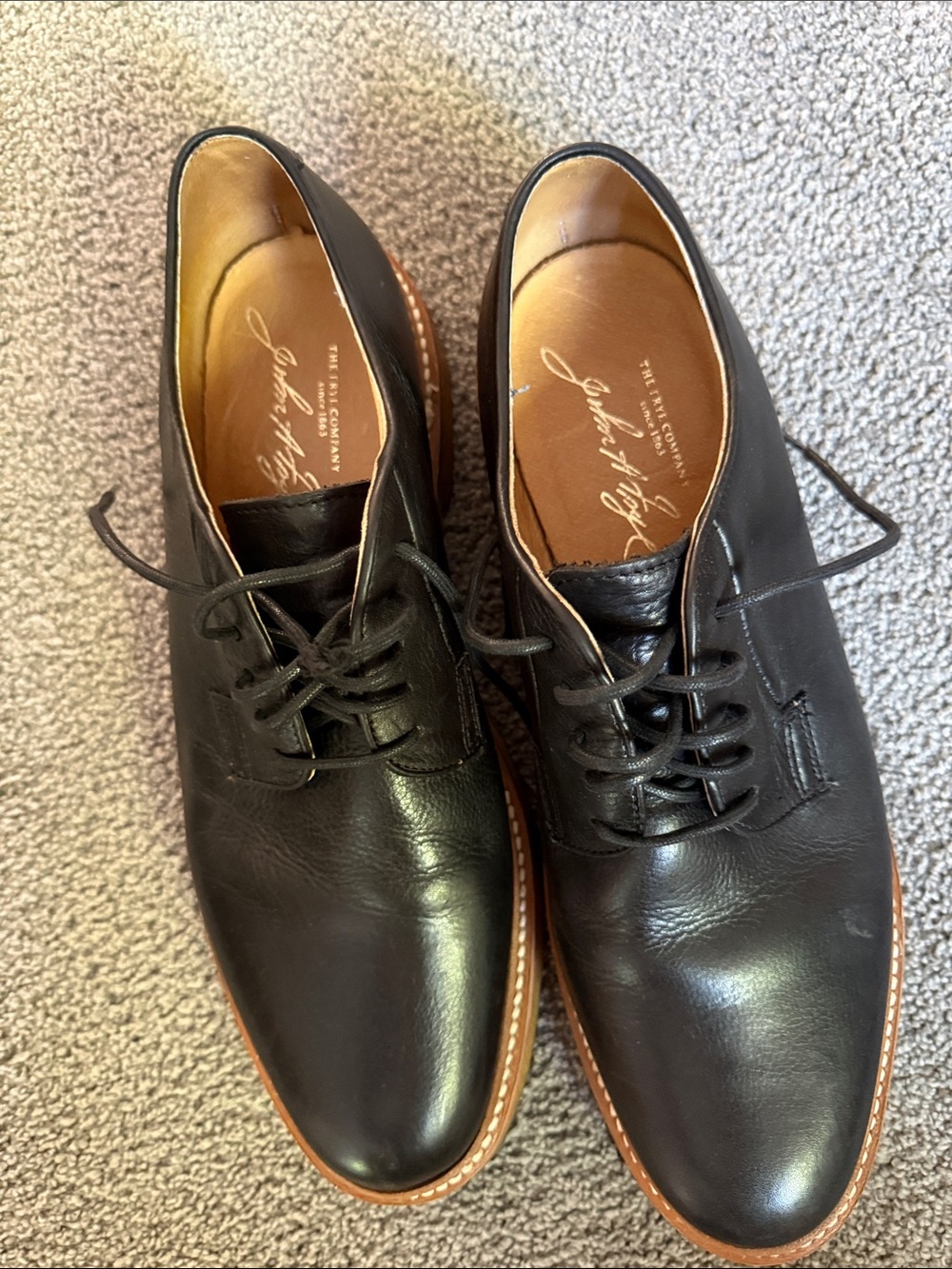 Frye Co. Black Leather Oxford w/John A. Frye Signature Stamp! #84608. Size 12 D.